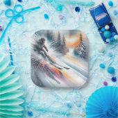 Waterverf Abstracte skiër Papieren Bordje (Feest)