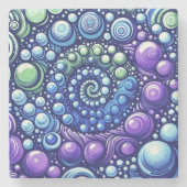 Waterverf Abstracte Spiraal & Bubbels Stenen Onderzetter (Voorkant)