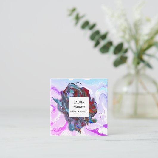 Waterverf abstracte Splatterpenseel Minimale Moder Vierkante Visitekaartje (Staand voorkant)