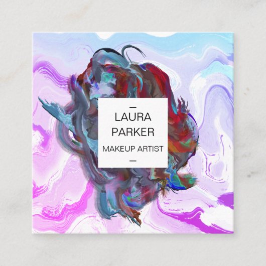 Waterverf abstracte Splatterpenseel Minimale Moder Vierkante Visitekaartje (Voorkant)