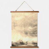 Waterverf abstracte Storm Moonscape Hangend Wandkleed (Voorkant)