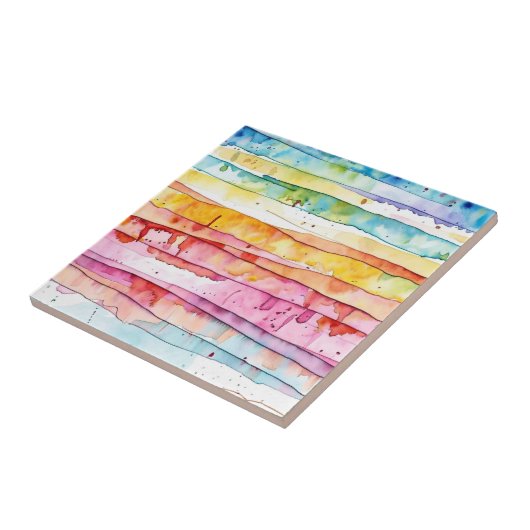 Waterverf Abstracte strepen Tegeltje (Zijkant)
