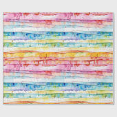 Waterverf Abstracte Stripes Verjaardag Cadeaupapier (Vlak)