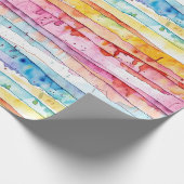 Waterverf Abstracte Stripes Verjaardag Cadeaupapier (Hoek)