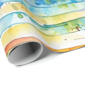 Waterverf Abstracte Stripes Verjaardag Cadeaupapier (Rol Hoek)