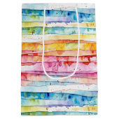 Waterverf Abstracte Stripes Verjaardag Medium Cadeauzakje (Achterkant)