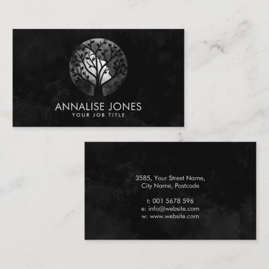 Waterverf Abstracte structuur - Vrouw profiel Visitekaartje (Voorkant / Achterkant)