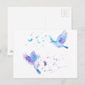 Waterverf Abstracte vliegende blauwe vogels Briefkaart (Voorkant / Achterkant)
