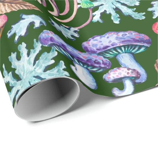 Waterverf Abstracte Wilde Bospaddenstoelen Cadeaupapier (Rol Hoek)