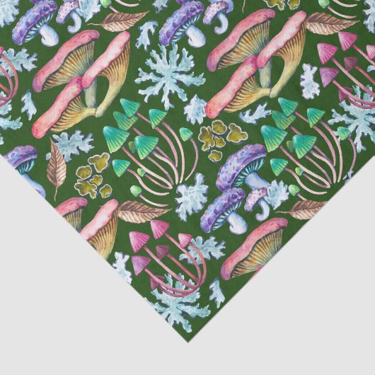 Waterverf Abstracte Wilde Bospaddenstoelen Tissuepapier (Detail)