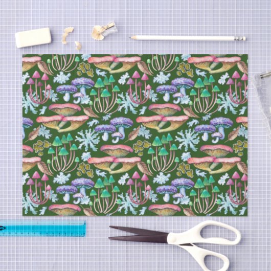 Waterverf Abstracte Wilde Bospaddenstoelen Tissuepapier (Craft)