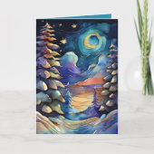 Waterverf Abstracte winterscène Kerst Feestdagen Kaart (Voorkant)