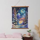 Waterverf Abstracte winterscène Kerst Hangend Wandkleed (Slaapkamer)