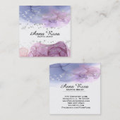*~* Waterverf Abstracte Zilver Glitter Moderne Kun Vierkante Visitekaartje (Voorkant / Achterkant)