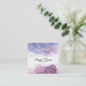 *~* Waterverf Abstracte Zilver Glitter Moderne Kun Vierkante Visitekaartje (Staand voorkant)