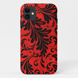 Waterverf Acanthus laat zwart rood scharlaken acht Case-Mate iPhone Case
