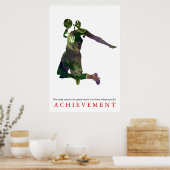 Waterverf Achievement Motivatie basketbal Poster (Keuken)