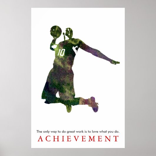 Waterverf Achievement Motivatie basketbal Poster (Voorkant)