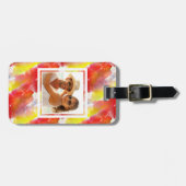 Waterverf achtergrond aangepaste fotoontwerp bagagelabel (Voorkant horizontaal)