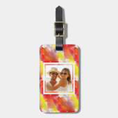Waterverf achtergrond aangepaste fotoontwerp bagagelabel (Voorkant verticaal)