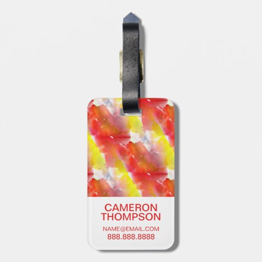 Waterverf achtergrond aangepaste fotoontwerp bagagelabel (Achterkant verticaal)