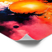 Waterverf achtergrond met zon en splash poster (Hoek)