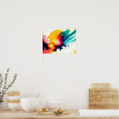 Waterverf achtergrond met zon en splash poster (Keuken)