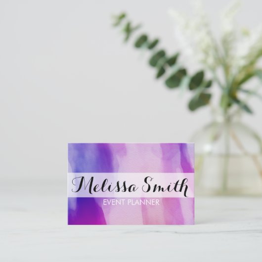 Waterverf Achtergrond Paarse roze visitekaartje (Staand voorkant)