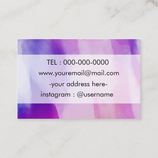 Waterverf Achtergrond Paarse roze visitekaartje (Achterkant)