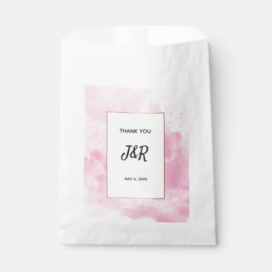 Waterverf achtergrond Romantische bruiloft in roze Bedankzakje (Voorkant)
