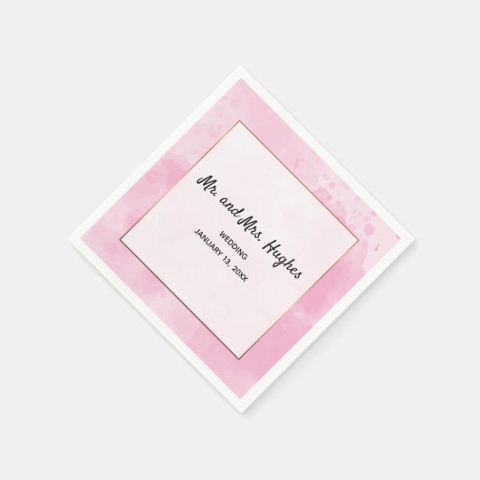 Waterverf achtergrond Romantische bruiloft in roze Servet (Hoek)