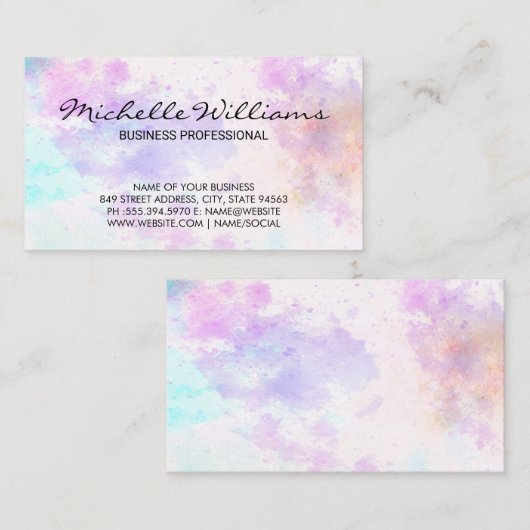 Waterverf achtergrondverf visitekaartje (Voorkant / Achterkant)