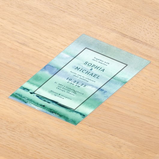 Waterverf Acryl bruiloft uitnodiging Sjabloon (Laagn)