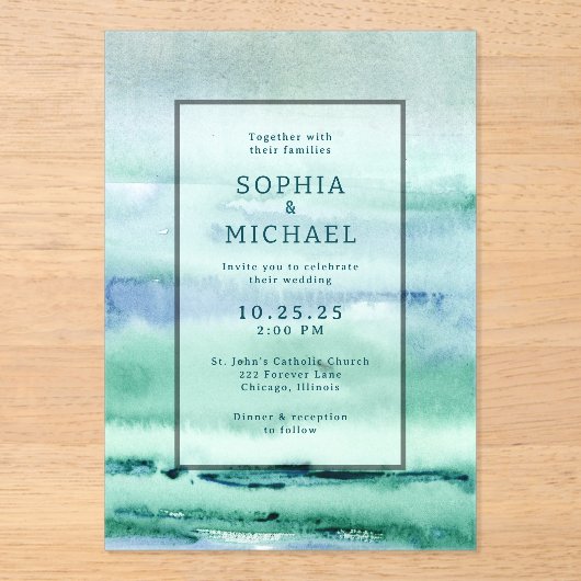 Waterverf Acryl bruiloft uitnodiging Sjabloon (Voorkant)