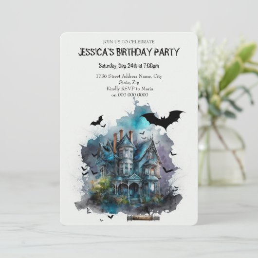 Waterverf adams familielid Birthday Invitation Kaart (Staand voorkant)