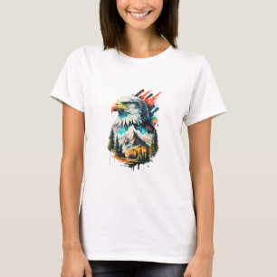 Waterverf Adelaar & Berglandschap Kunst T-shirt