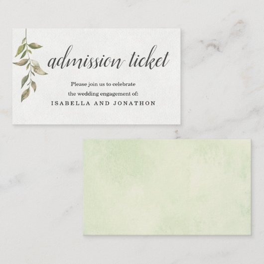 Waterverf Admission Ticket Enclosure Kaart (Voorkant / Achterkant)