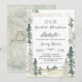 Waterverf Adventure Forest Pine Tree Baby shower Kaart (Voorkant / Achterkant)