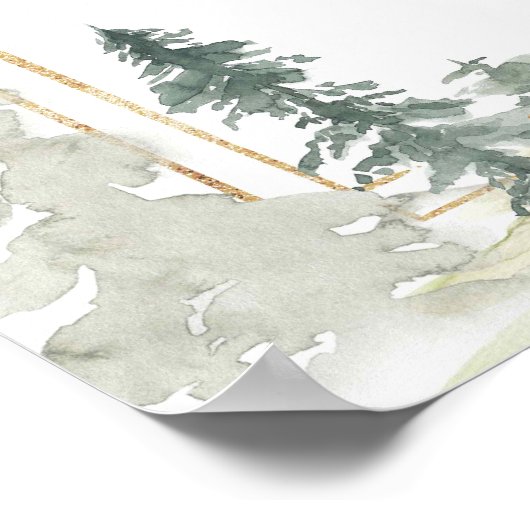 Waterverf Adventure Forest Pine Tree Welcome Sign Poster (Hoek)