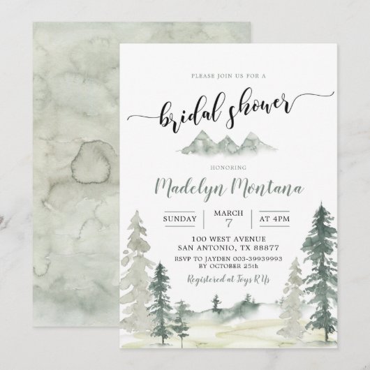 Waterverf Adventure Forest PineTree Vrijgezellenfe Kaart (Voorkant / Achterkant)