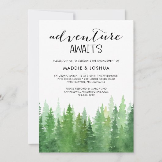 Waterverf Adventure wacht Verloving bos Kaart (Voorkant)