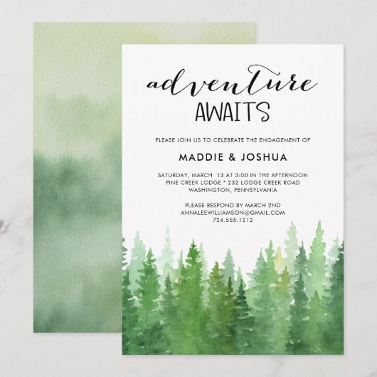 Waterverf Adventure wacht Verloving bos Kaart (Voorkant / Achterkant)