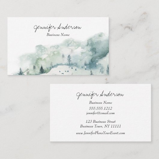 Waterverf Adventure Woodland Pine Forest Visitekaartje (Voorkant / Achterkant)