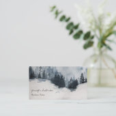 Waterverf Adventure Woodland Winter Pine Forest Visitekaartje (Staand voorkant)