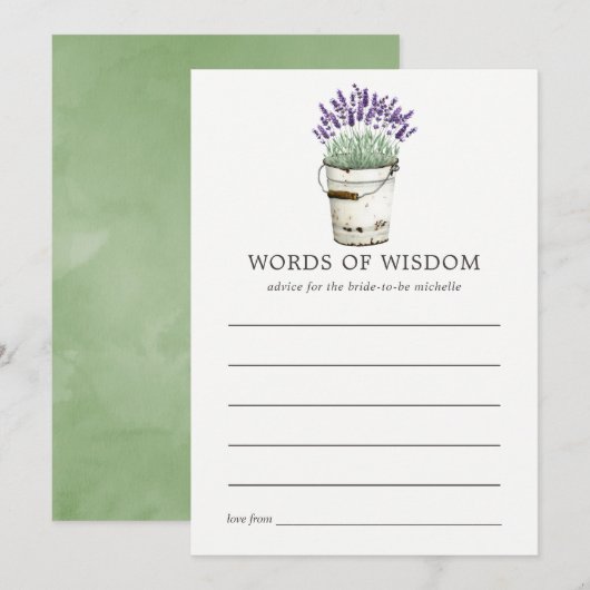 Waterverf Advies Vrijgezellenfeest lavender Kaart (Voorkant / Achterkant)