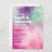 Waterverf Aesthetisch Abstract Roze Paars huwelijk Kaart (Voorkant)