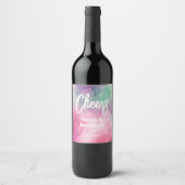 Waterverf Aesthetisch Abstract Roze Paars huwelijk Wijn Etiket (Voorkant)