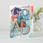 Waterverf Afbeelding Afstuderen Kaart (Staand voorkant)