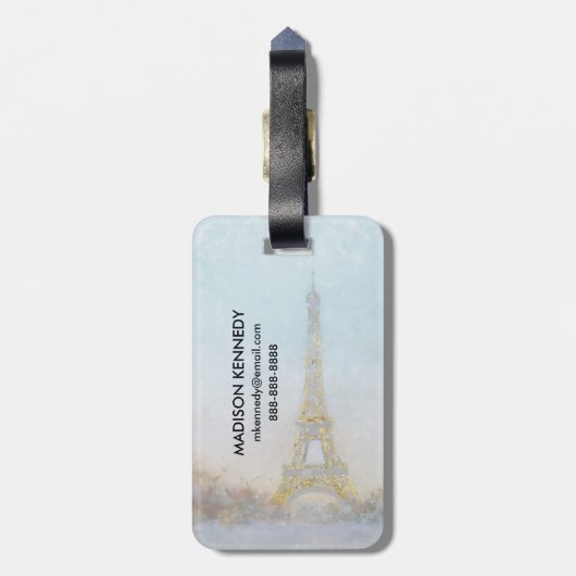 Waterverf | Afbeelding Eiffel Towe Bagagelabel (Achterkant verticaal)