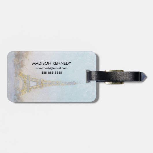 Waterverf | Afbeelding Eiffel Towe Bagagelabel (Achterkant horizontaal)